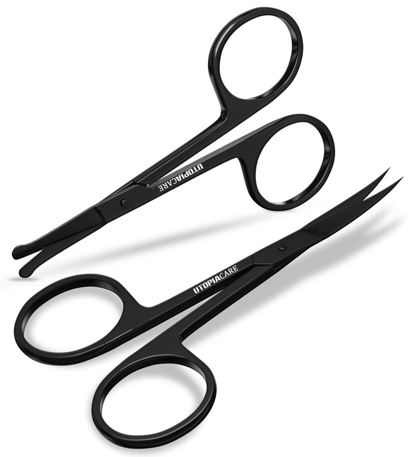 Utopia Care Eyebrow Scissors, Professional Stainless Steel Small Shears for Men and Women, Nose Hair Scissors for Grooming Mustache, Beard, Eyelashes, Ear Hair Trimming, Black - Image 1